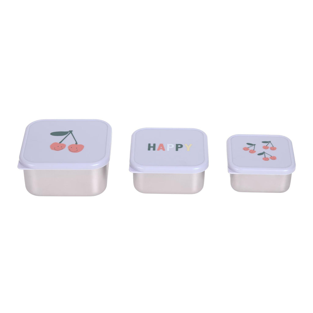 Snackdoosjes stainless steel - set van 3 - Happy Fruits - Cherry