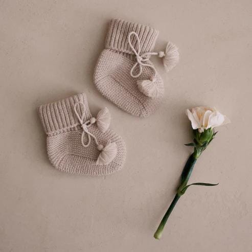 Knitted baby booties - Gris Perle