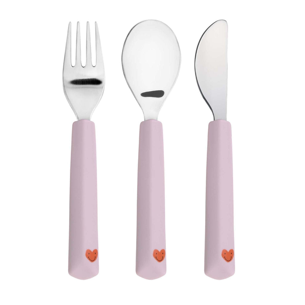 Bestekset met siliconen handvat - Happy Rascals Heart Lavender