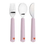 Bestekset met siliconen handvat - Happy Rascals Heart Lavender