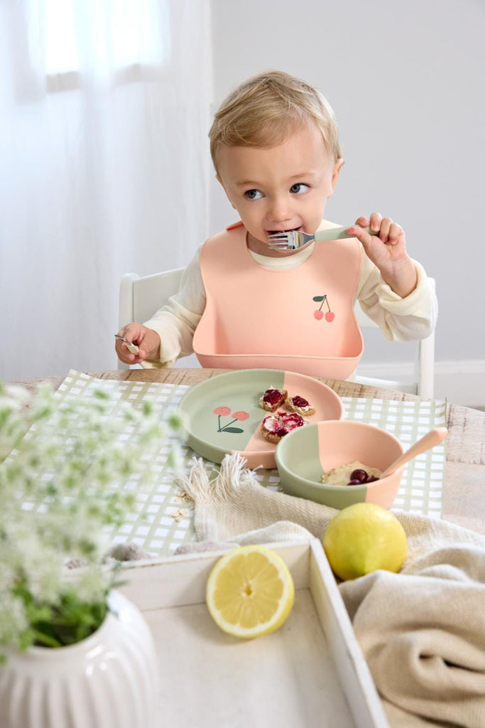 Bestekset met siliconen handvat - Happy Fruits Cherry