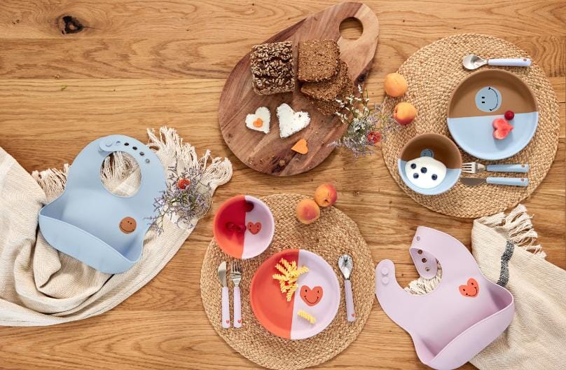 Siliconen slabbetje - Happy Rascals Heart Lavender