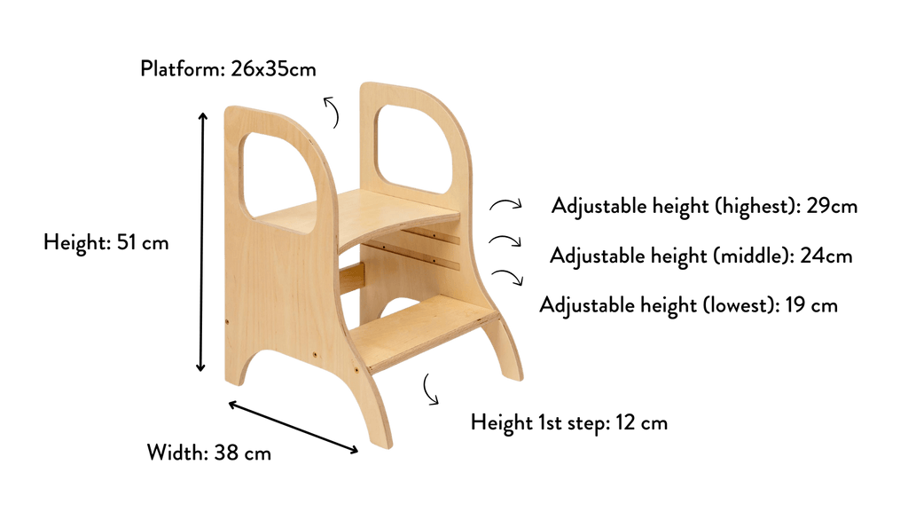 Marchepied réglable en bois Miimo - Blanc - Ette Tete