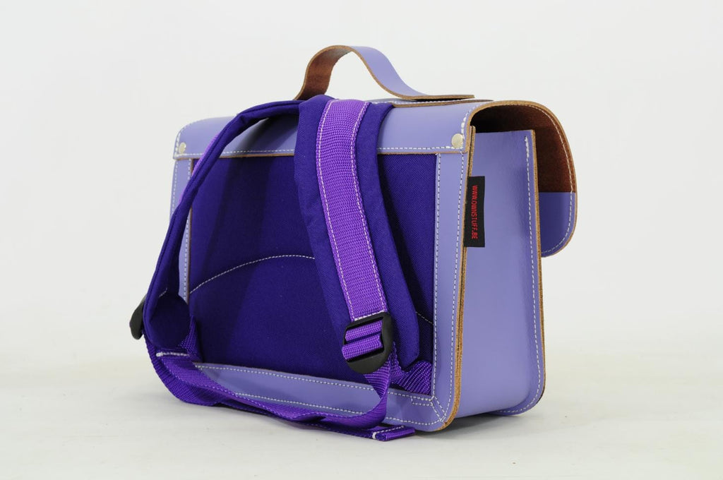 Lederen kleutertas - Flowers Lila