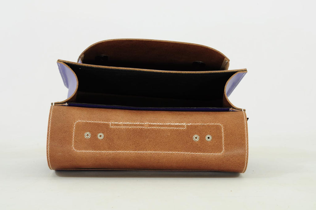 Lederen kleutertas - Flowers Lila