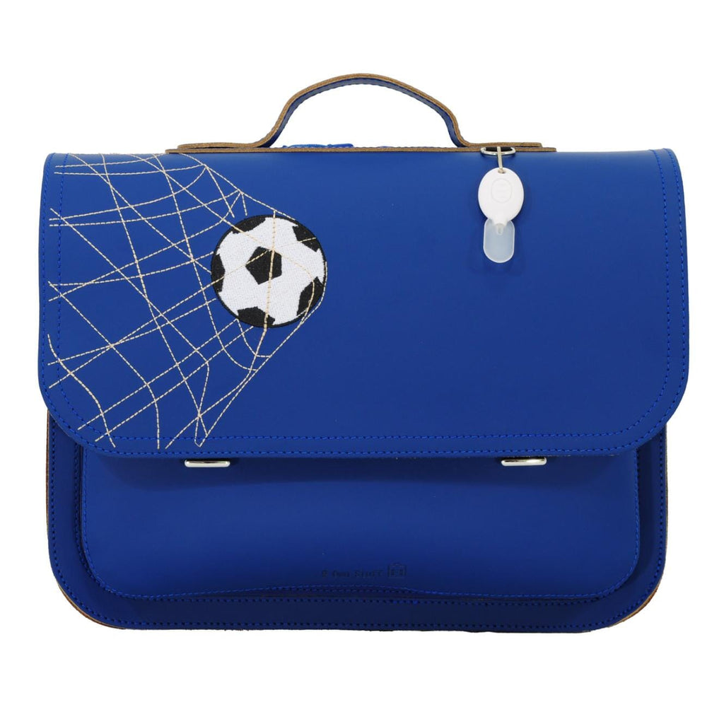 Lederen schooltas met magneetsluiting - Football Cobalt