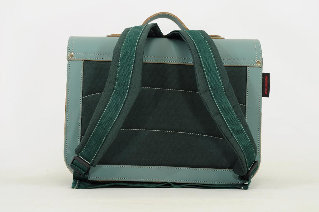 Lederen schooltas met gespen - Azul