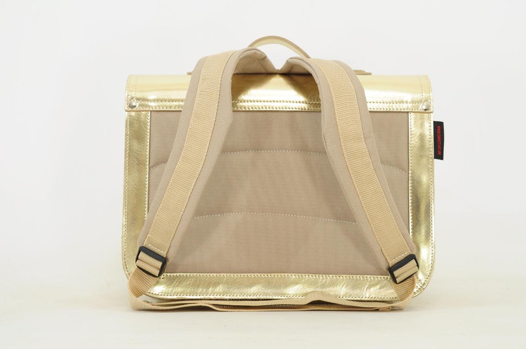 Lederen schooltas met gespen - Gold