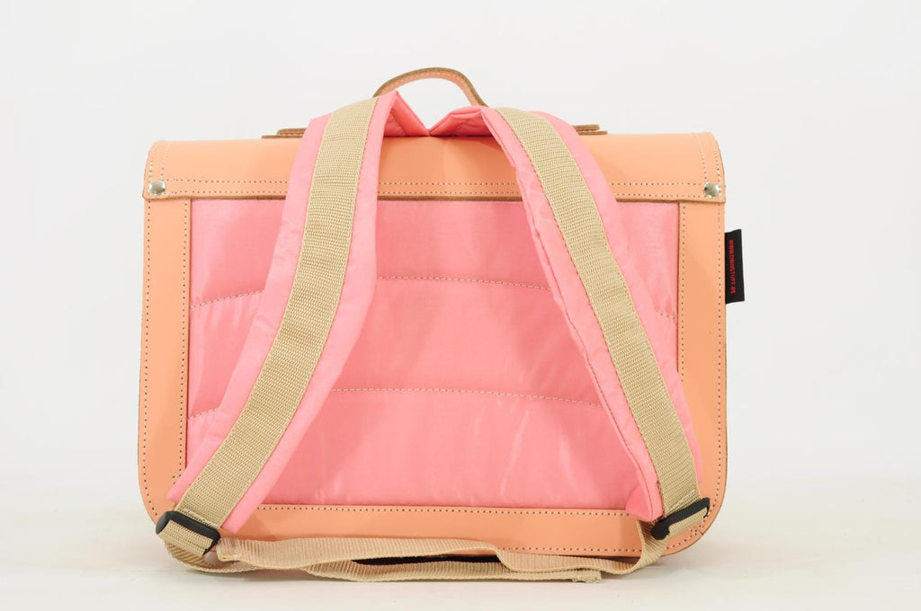 Lederen schooltas met gespen - Peach