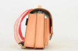 Lederen schooltas met gespen - Peach