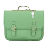 Lederen schooltas met gespen - Pastel Green
