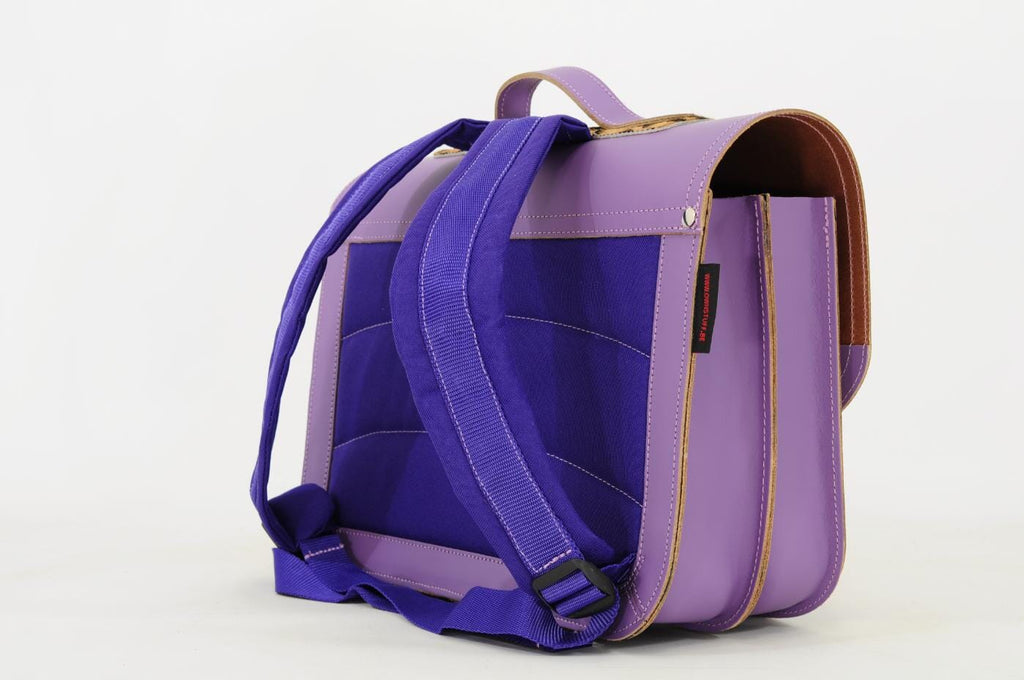 Lederen schooltas met gespen - Leo Purple