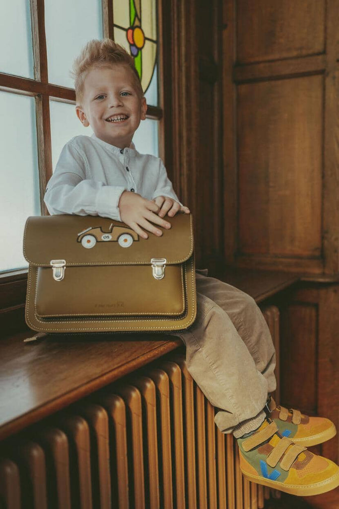 Lederen kleutertas - Car Moss