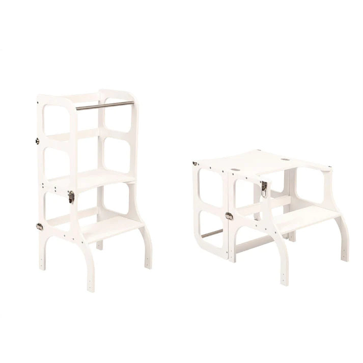 Houten leertoren Step'n sit - Wit met zilver - Ette Tete