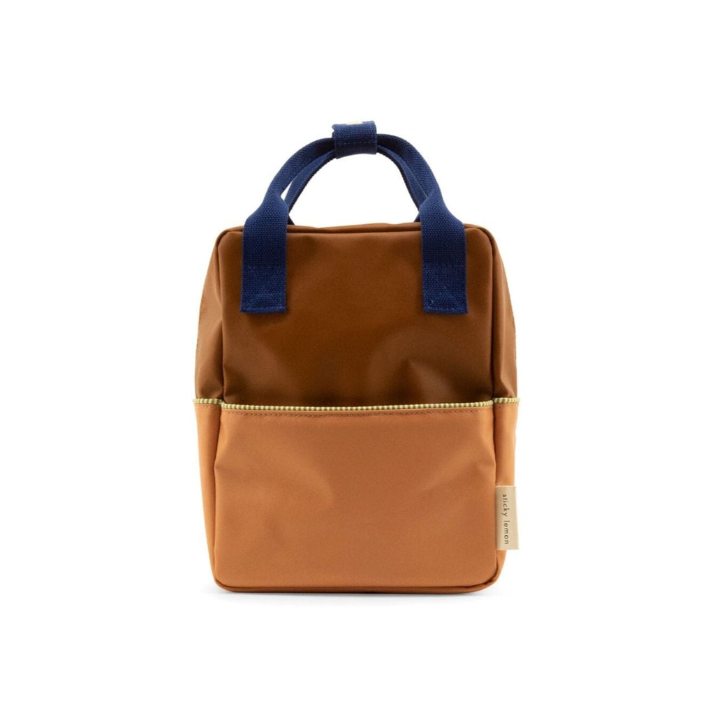 Rugzak small - Meadows colourblocking treehouse brown + morning sky - Sticky Lemon