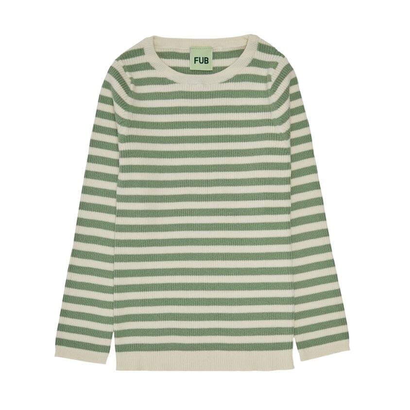 Gestreepte ribtop - Ecru / Leaf - FUB