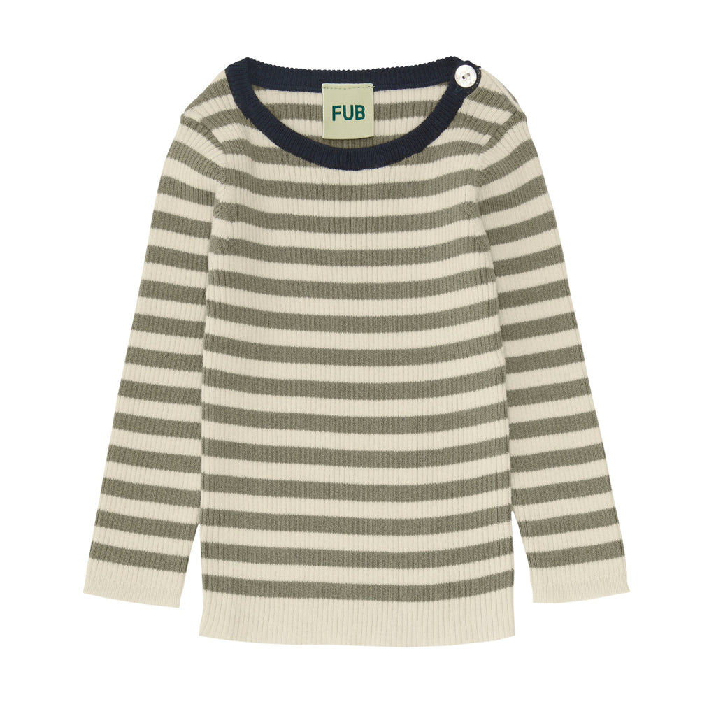 Baby Striped Rib Blouse - ecru/sage - FUB