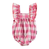 Baby romper met ruches - Checkered pink