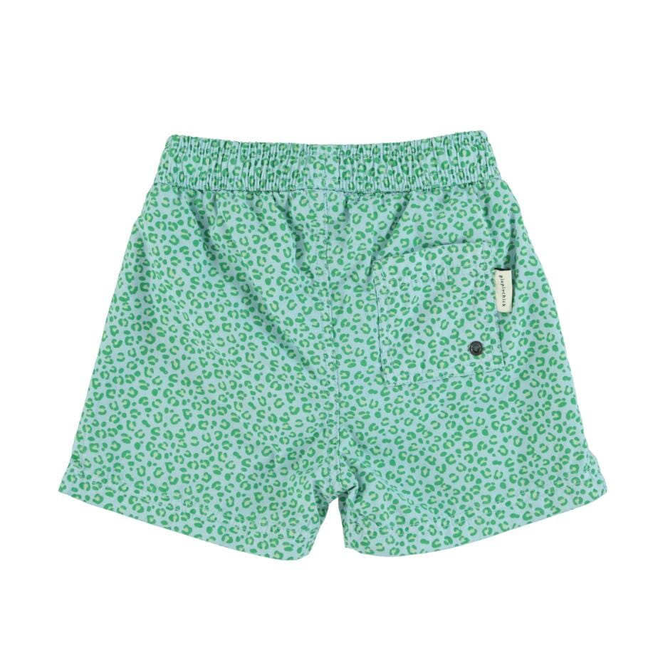 Zwemshort - blauwgroen met dierenprint