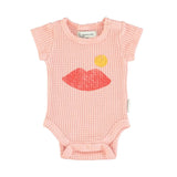 Romper met korte mouwen - Lichtroze met lippen