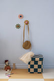 Poef 30cm met opslagruimte - Check Teal - Kid's Concept