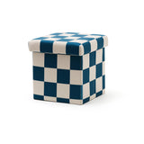 Poef 30cm met opslagruimte - Check Teal - Kid's Concept