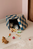 Poef 30cm met opslagruimte - Check Teal - Kid's Concept