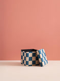 Poef 30cm met opslagruimte - Check Teal - Kid's Concept