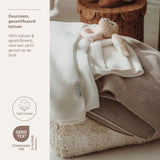 Gestreept gebreid deken - Dark taupe/Natural