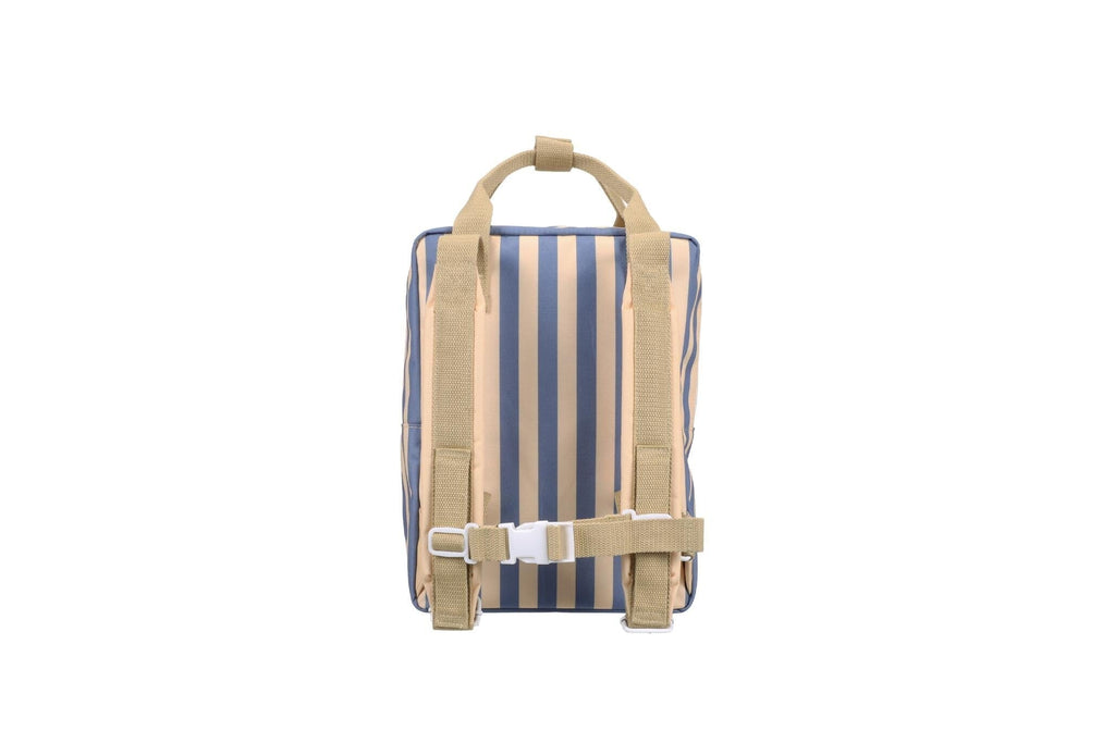 Rugzak medium - Wonders Envelope Stripes Blue whale + Sandy yellow