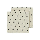 2-pack Hydrofiele doeken pre-washed - Sweet Heart Soft Sand/Black - Meyco
