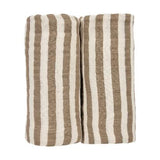 2-pack Hydrofiele doeken pre-washed - Fat Stripe Taupe - Meyco