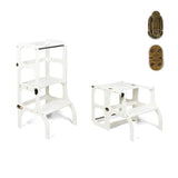 Wooden learning tower Step'n sit - White with brass - Ette Tete