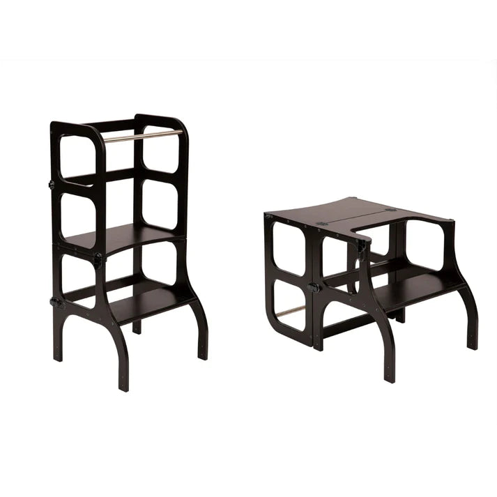 Wooden Learning Tower Step 'n sit - Black with black - Ette Tete