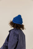 Beanie Fonzie Kids - Cobalt blue - Hvid