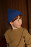 Beanie Fonzie Kids - Cobalt blue - Hvid