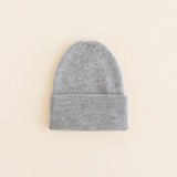 Beanie Fonzie Newborn - Grey Melange - Hvid