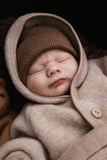 Beanie Fonzie Newborn - Mocha - Hvid