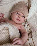 Beanie Fonzie Newborn - Sand - Hvid