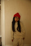 beanie fonzie - red - hvid