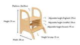 Adjustable wooden step stool Miimo - Black - Ette Tete