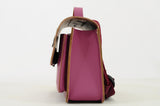 Lederen kleutertas met magneetsluiting - Flowers Plum