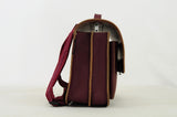 Lederen schooltas met magneetsluiting - Aubergine