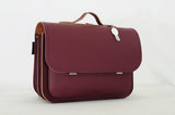 Lederen schooltas met magneetsluiting - Aubergine