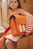 Lederen schooltas met magneetsluiting - Beach Orange