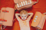 Lederen schooltas met magneetsluiting - Beach Peach
