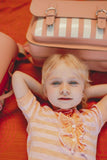 Lederen schooltas met magneetsluiting - Beach Peach