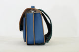 Lederen schooltas met magneetsluiting - Petrol