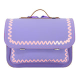 Lederen schooltas met magneetsluiting - Wave Lila
