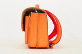 Lederen schooltas met magneetsluiting - Beach Orange